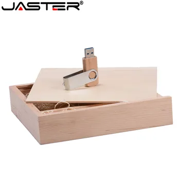 

JASTER 1PCS free LOGO walnut Photo Unique Album Wood usb+Box Memory stick Pendrive 8GB 16GB 32GB 64GB 170*170*35mm
