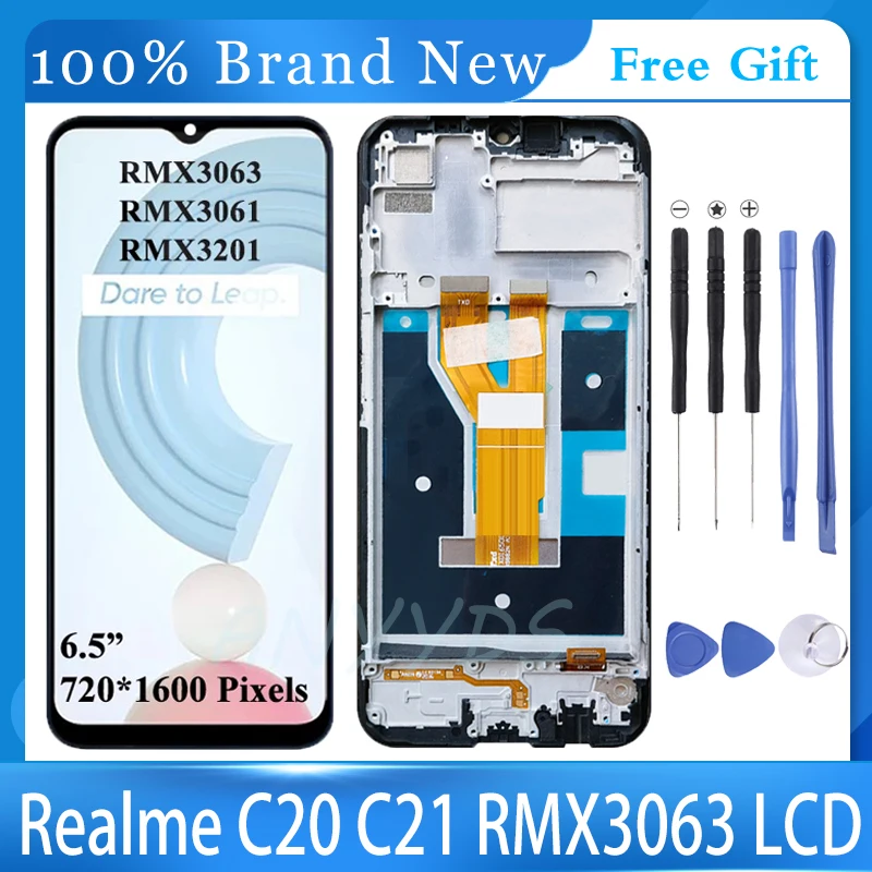 

Original 6.5" LCD For Realme C21 Display Touch Screen Digitizer Assembly Realme C21 LCD RMX3201 LCD Touch Screen Replacement