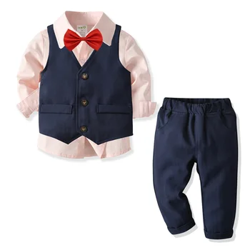 

4pcs Kids Gentleman Clothes Tops Boys Suits For Weddings Costume Solid Color Kids Vest Shirt Trousers Boys Outfit Suits Clothes