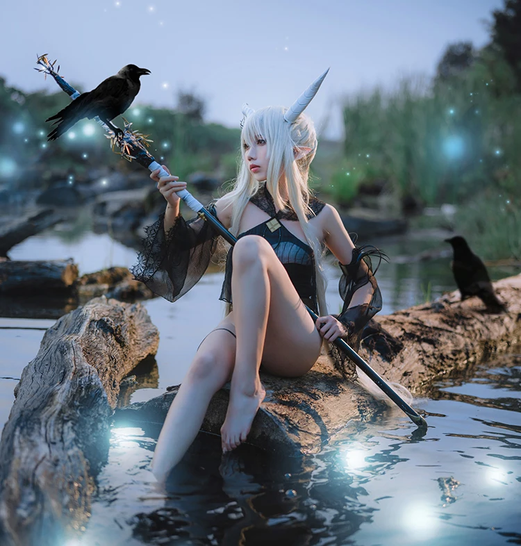 Игра Arknights Сияющий карнавальный костюм женский купальный костюм новая кожа Тихая Полночь Хэллоуин карнавальные костюмы полный комплект