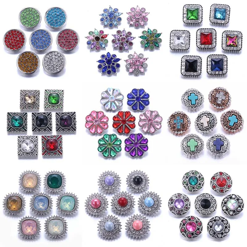 

Boom Life 10pcs/lot Wholesale Snap Jewelry 18mm Snap Buttons Mix Rhinestone Metal Faith Snaps Buttons for Snap Bracelet Bangle