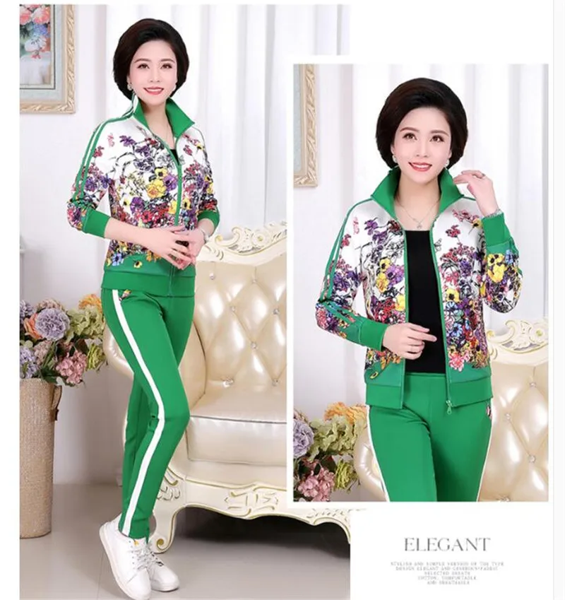 6XL Women Sport Suit Sportswear Spring Autumn Casual Jogger Running Workout Outfit Set Flower Print Tracksuits Set Plus Size 189 blazer and pants set