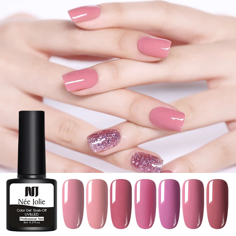 

NEE JOLIE 8ml Pale Mauve Series Color Gel Polish Soak Off LED Lamp Needed UV Gel Varnish 12Colors Available for Nail Art