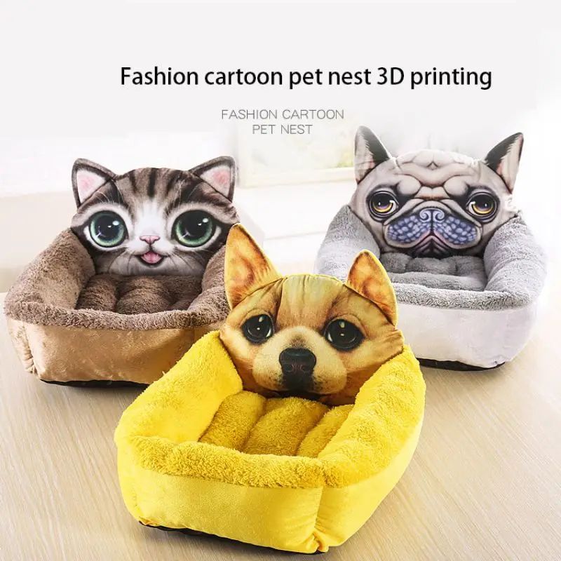 Pet Cat Nest Удобная роскошная версия Нескользящая теплая пушистая полная охват 3D мультфильм дизайн мода благородная форма пончика