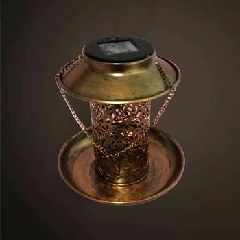 

Solar Bird Feeder Waterproof LED Light Bird Feeder Station Hanging Pigeon Crow Parrot Outdoor Balcony Bird Feeding (Coffee)