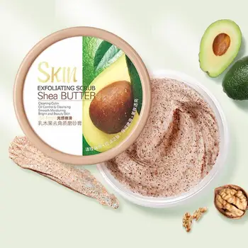 

100g Body Scrub Shea Butter Exfoliating Gel Deep Cleansing Pores Acne Treatment Smooth Brightening Avocado Whitening Face Wash