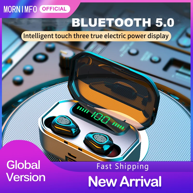 

Bluetooth Earphone 5.0 TWS 9D HiFi Surround Sound LED Display Waterproof Fingerprint Touch Noise Reduction Wireless Earbuds