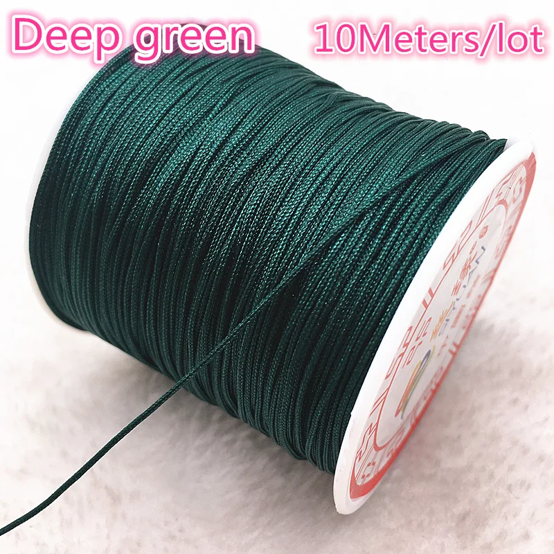 deep green 10 м/лот 0,8/1,0 мм нейлоновый шнур, китайский узел, шнур макраме, браслет, плетеная веревка, сделай сам, кисточки вышивка бисером, нить - Цвет: deep green