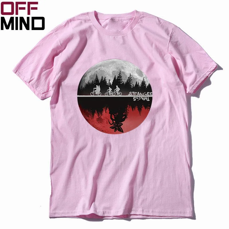 ST0207OM-PINK OFF MIND, хлопок, летняя свободная Мужская футболка с принтом «странные вещи», Повседневная крутая Мужская футболка с круглым вырезом, футболка с коротким рукавом, Мужская футболка - Цвет: ST0207OM-PINK