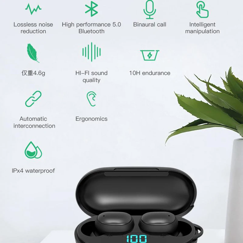 Wireless Headphones Waterproof TWS H6 Bluetooth Earphone PK Redmi Airdots Gaming Headset Sport HiFi Stereo Mini Earbuds with Mic