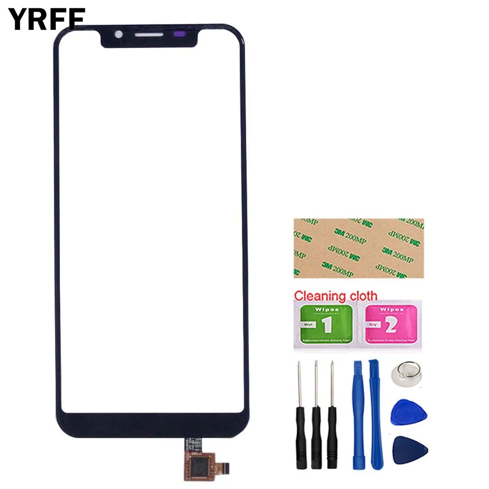 Black With Tools Сенсорная панель для телефона Oukitel U18, сенсорная стеклянная панель, фронтальная дигитайзер, сенсорный экран, инструменты, салфетки - Color: Black With Tools