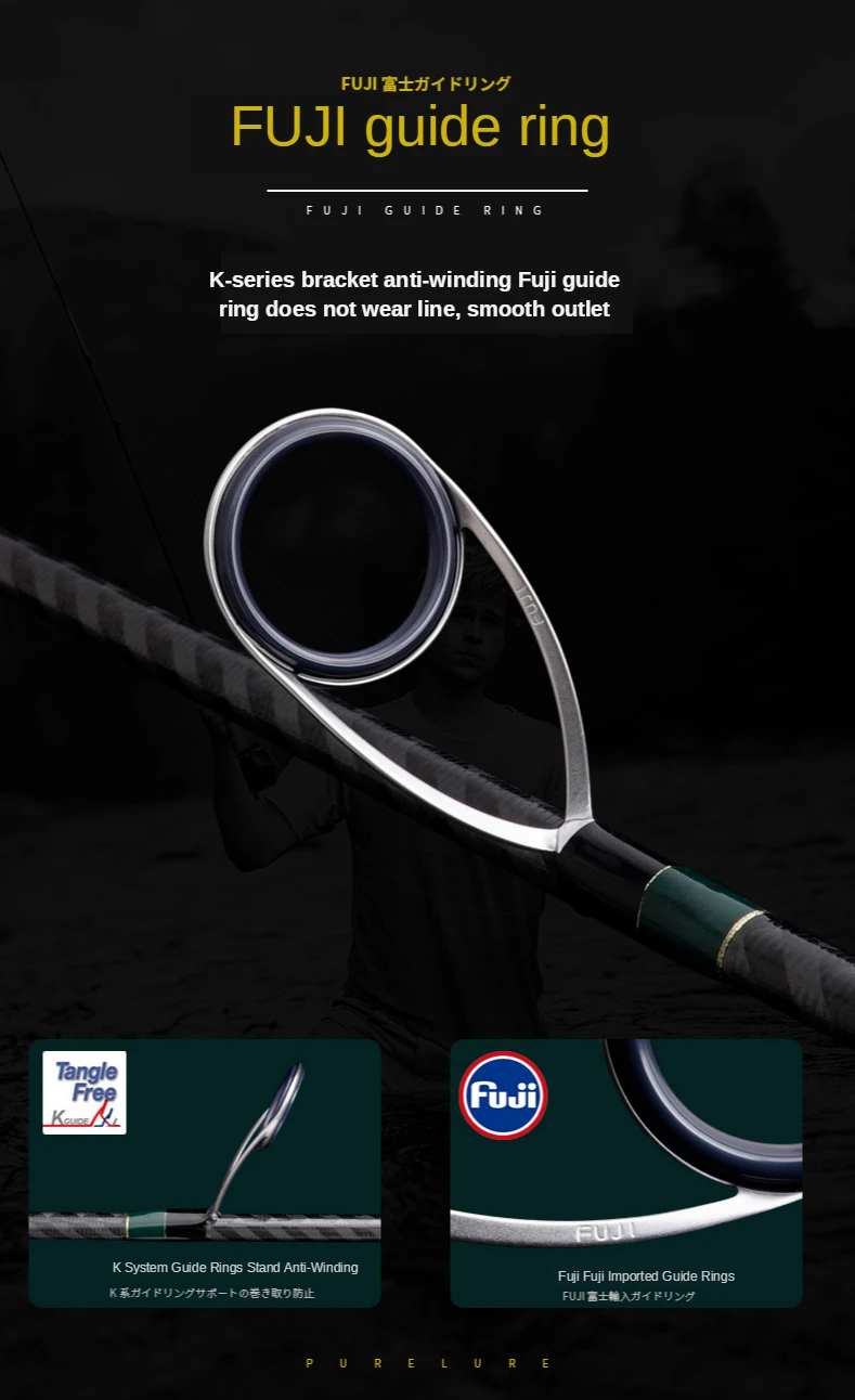 PURELURE Spinning Rod for Bass High Carbon long throwing Fishing Rod in FUJI accessories, plus spinning Reel ► Photo 3/5