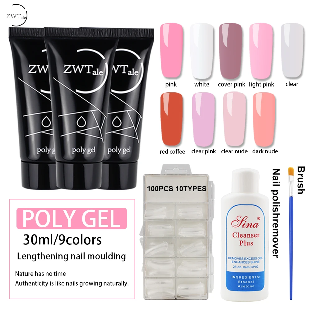 

ZWTale 30ml Polygel Set UV Gel Varnish semi permanant uv Manicure Nails Art Gel Polish Quick Building Manicure Tips Poly Gel