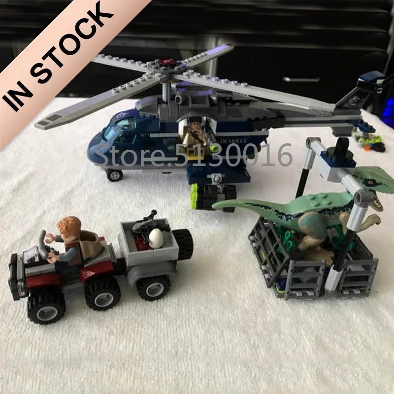 

In Stock Blue's Helicopter Pursuit 10925 Jurassic World Series 397PCS Jurassic Park Building Blocks Model Children Toys 75928