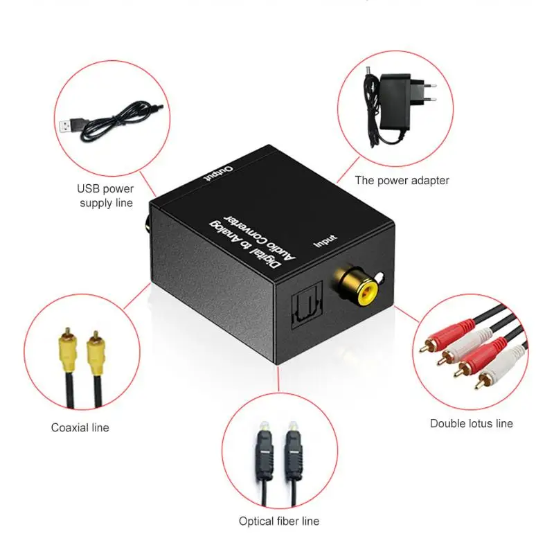 Цифровой оптический SPDIF Toslink коаксиальный сигнал в аналоговый преобразователь стерео аудио DAC Jack 2* усилитель RCA декодер адаптер