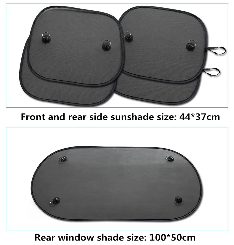 

5pcs Auto Rear Shade Cover Mesh Visor 3D Photocatalyst Mesh Sun Visor Black Auto Sunshade Shield Screen Interior UV protection