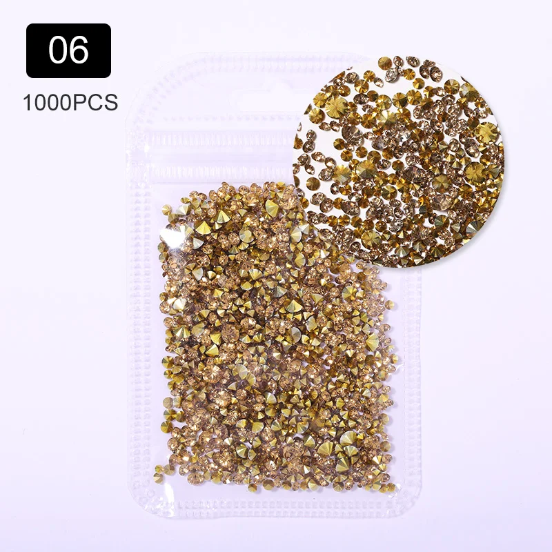 6 1000PCS AB Micro Rhinestones Nail Crystals Mixed Color Flat Bottom Nail Art Decorations 3D Charms Nail Accessories - Цвет: 6