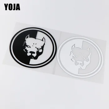 

YOJA 15.6X15.6CM Pitbull Dog Cartoon Warning Decal Rear Windshield Car Sticker ZT4-0086