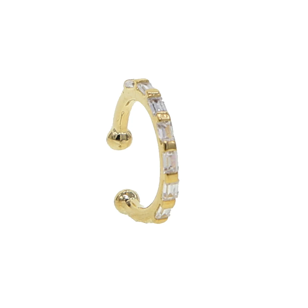 white 1 Pc gold filled 4 colors Colorful Birthstone red green blue white cz cute charm ear cuff clip on earrings women fashion Jewelry - Metal Color: white