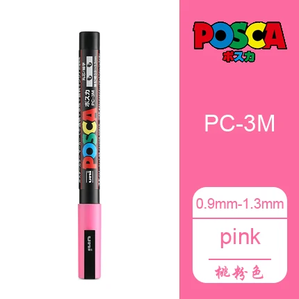 Pink UNI 6 шт маркерная ручка PC-3M Студенческая мультяшная рисованная на водной основе рекламная ручка 0,9-1,3 POSCA серия - Цвет: Pink