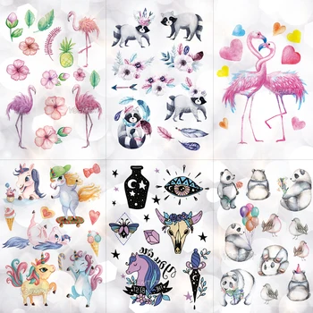 

Waterproof Children Cartoon Tattoo Stickers Unicorn Panda Boy Arm Tattoos Temporary Girl Cute Flamingo Horse Flash Tatoos Pony