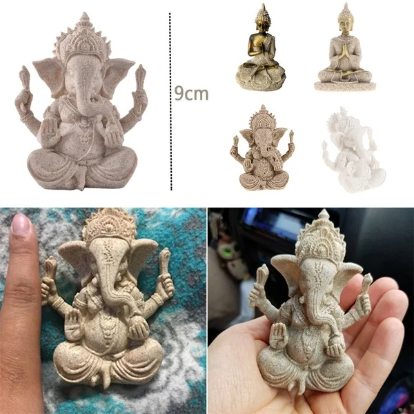 Buddha Statue Stoneware Figurine Carved Abstract Art Crafts Home Decoration