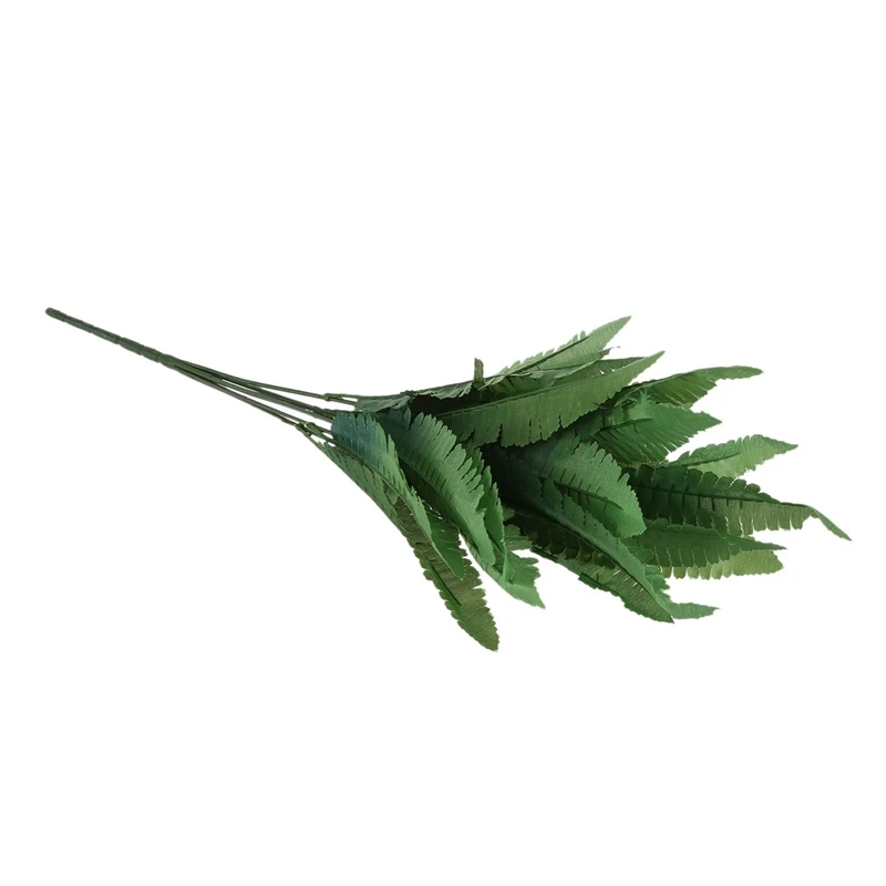

2 Pcs Artificial Plant Decoration Items : 1 Pcs 7 Fork Persian Grass (Green) & 1 Pcs Fern Silk Cloth Fake Plant Home Office Deco