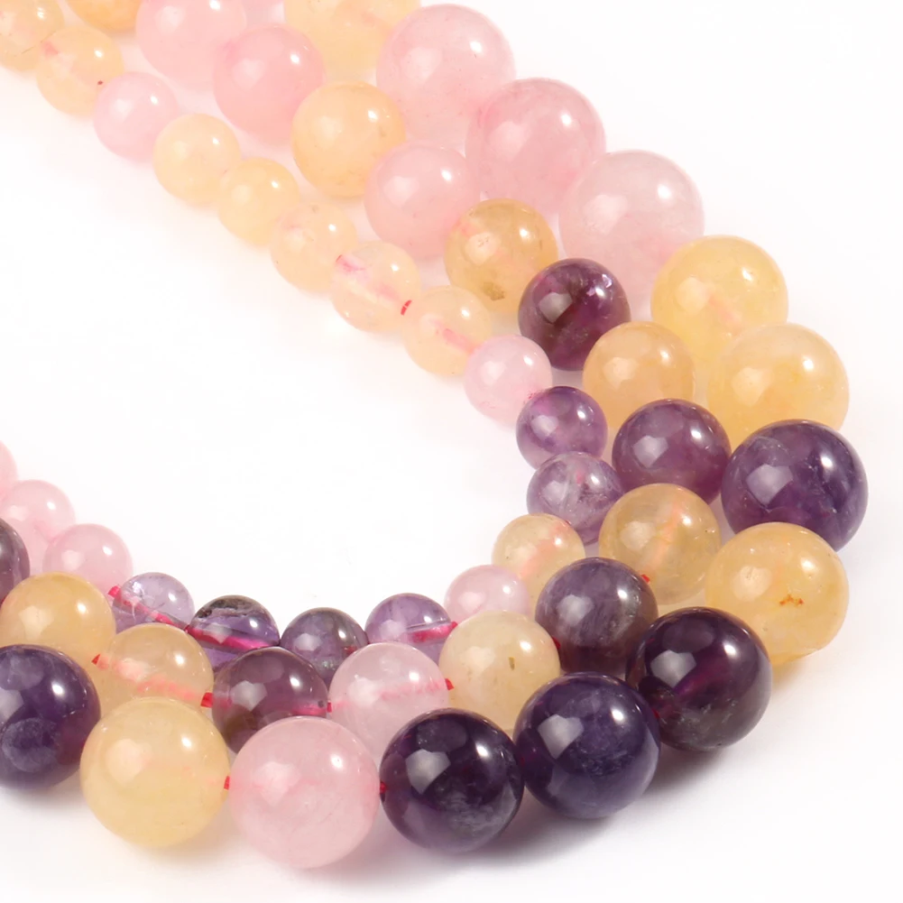 

Natural Stones Amethysts Rose Quartzs Round Gems Stone Beads for Jewelry Making DIY Bracelet Nacklace Accessories 15''6/8/10mm