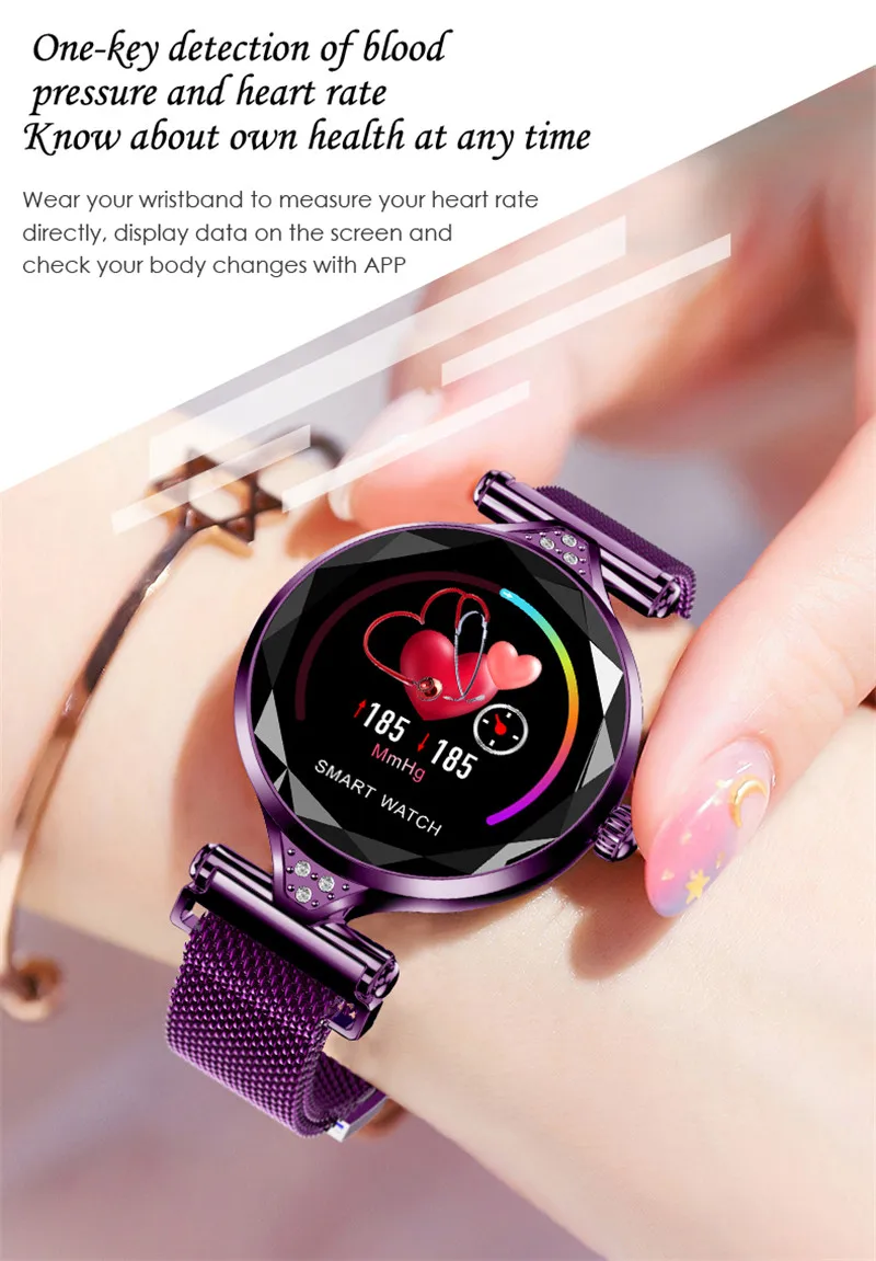 LYKRY, женские Смарт-часы H1, IP67, водонепроницаемые, пульсометр, измеритель артериального давления, фитнес-трекер, Смарт-часы, женский браслет