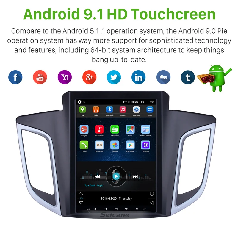 Seicane gps автомобильный Радио мультимедийный плеер для hyundai IX25 Android 9,1 9," Bluetooth головное устройство с 2 Гб ram+ 32 ГБ rom