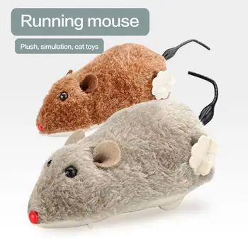

Clockwork Toy Mouse Wireless Winding Mechanism Cat Dog Toys Interactive Pet Trick Playing Toy Plush Rat Mechanical Motion Rats