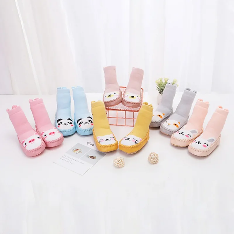 Носки для малышей повседневные детские милые Носки с рисунком из мультфильма детские Нескользящие хлопковые носки-Тапочки
