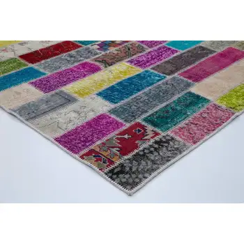 

178x230 Cm Multicolor Handmade Modern Patchwork Rug-6x8 Ft