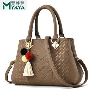 

MAIYAYA Luxury Vintage Ladies Hand Bags Totes Hairball Crossbody Bags for Women 2019 Famous Leather Woman Shoulder Messenger Bag