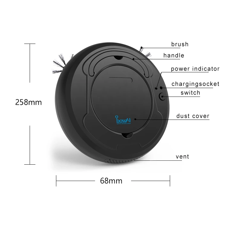 BOWAI-USB Rechargable aspirador robô automático, varredura inteligente,