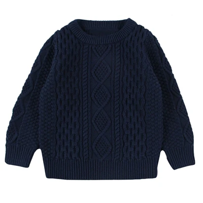 Dark blue Детский однотонный вязаный свитер с узором мягкие теплые пуловеры с длинным рукавом на осень и зиму для маленьких мальчиков и девочек, топы, одежда, 12 мес.-6 лет, A20 - Цвет: Dark blue