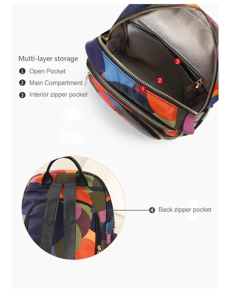 FOXER Fashion Oxford Cloth Ladies Backpack Waterproof Canvas Camouflage Color Travel Backpack Large Capacity Casual School Bag stylish backpacks for travel