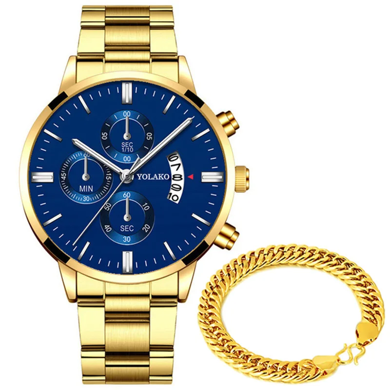 Mens Luxury Sports Watches Fashion Men Business Stainless Steel Quartz Wristwatch Man Calendar Casual Gold Bracelet часы мужские 