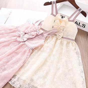 

5199 Ribbons Lace Embroidery Princess Baby Girl Dress Summer Party Wedding Kid Dress For Girl Wholesale Child Children Clothes