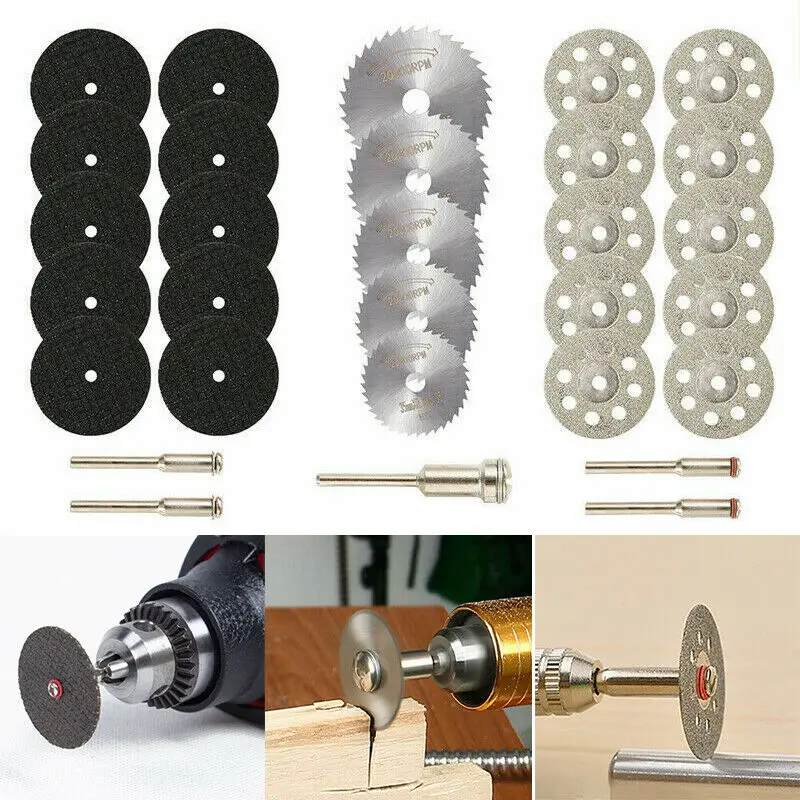 

30Pcs/Set Diamond Cutting Wheels for Dremel Rotary Tool Die Drinder Woodworking Metal Cut Off Disc Drill Rotary Tool Accessories