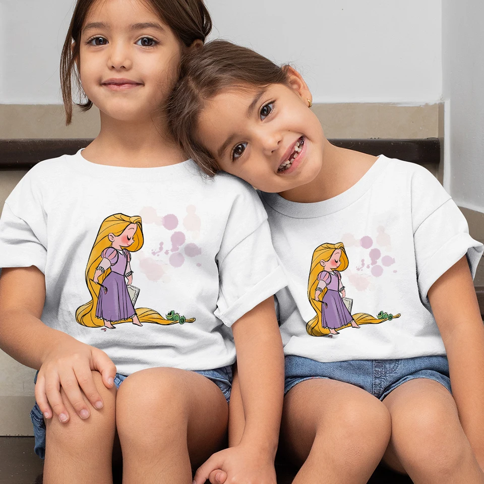 Maglietta per bambini New Fashion Cute Rapunzel Graphic Tshirt estetica  abbigliamento per bambini Casual Grunge Girls T-shirt Top Tee