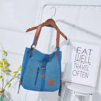 

Vintage 2 Way Canvas Totes Bag Large Canvas Duffel Bag Women Travel Weekend Bags Lady Tote For Women Bolsas Backpacks Fashi B2D4