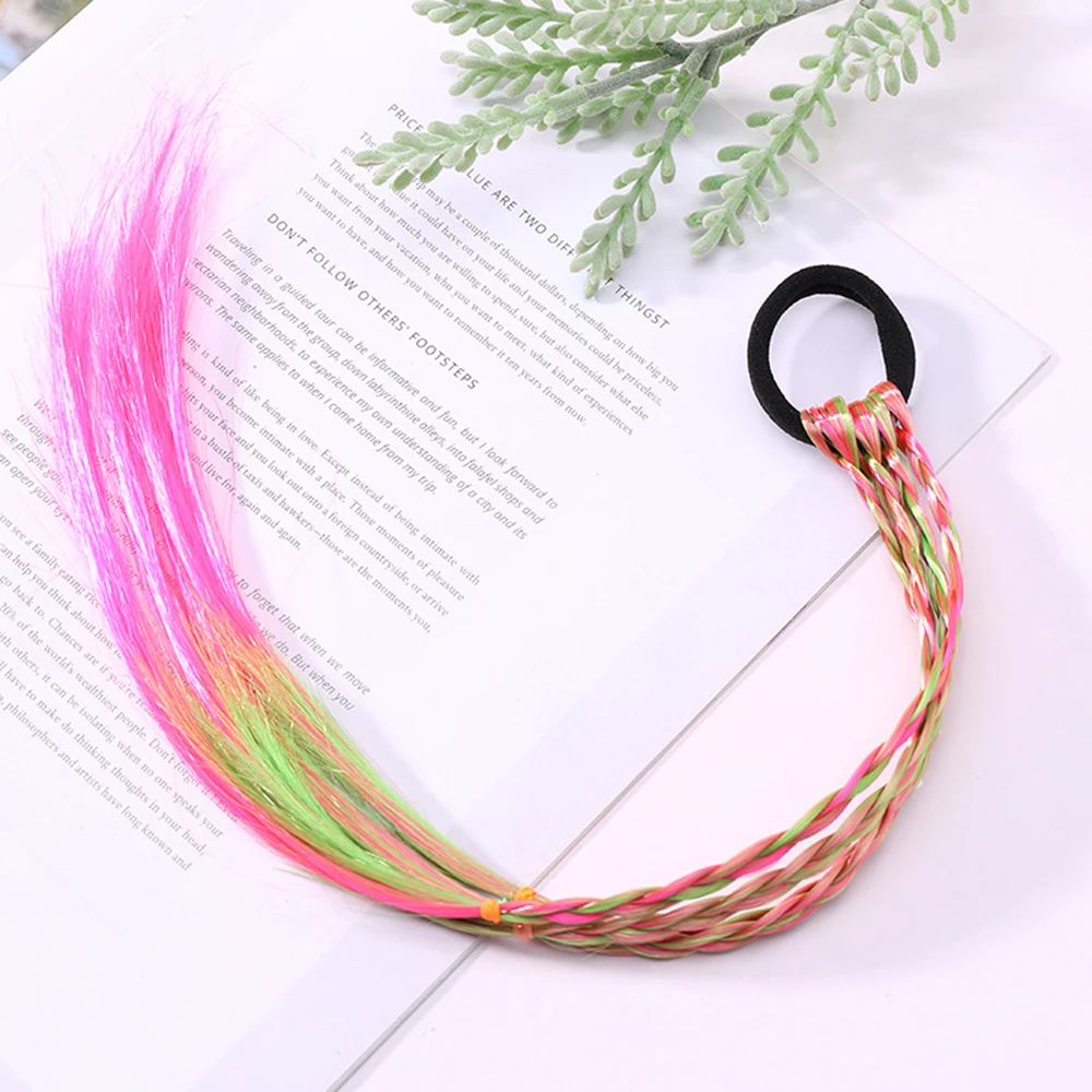 New Girls Elastic Hair Band Rubber Band Hair Accessories Wig Ponytail Headband Kids Twist Braid Rope Headdress Hair Braider - Color: 2