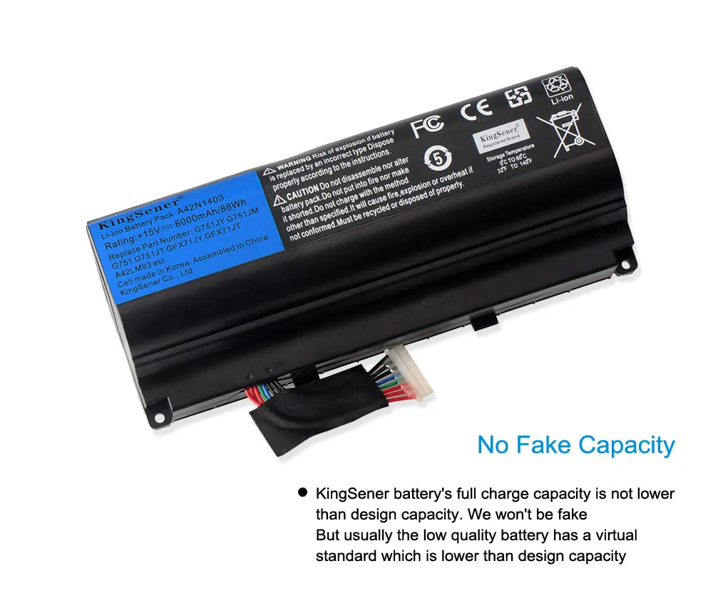 Kingsener-bateria do Portátil para Asus Rog 15v 6000mah A42n1403 G751 G751jy G751jm G751jt Gfx71 Gfx71jy Gfx71jt A42lm9h 88h Lm93 - Imagem 5