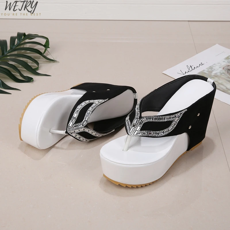 

IN 2020 new thick with sandals female summer diamond fish mouth thick bottom muffin waterproof platform with high