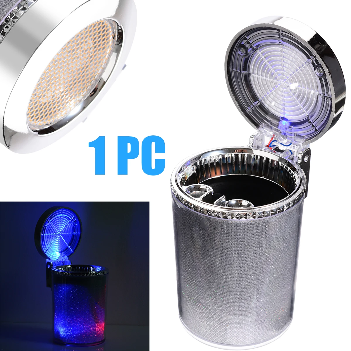 

Portable Car LED Ashtray Cigarette Smoke Ash Cylinder Holder Fashion Ash Tray Container with LED Light