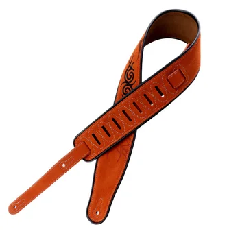 

BATESMUSIC Suede Leather Guitar Strap Black 2.7" wide w/Strap Button Adapter and Locks Adjustable Length 35.4" to 50.4"