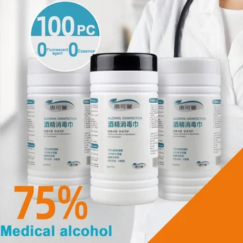 

100pcs 75% Disinfecting Alcohol Wipes Disposable Antiseptic Wipes Household Cleaning Bacteria Disinfection Antibacterial Wipes