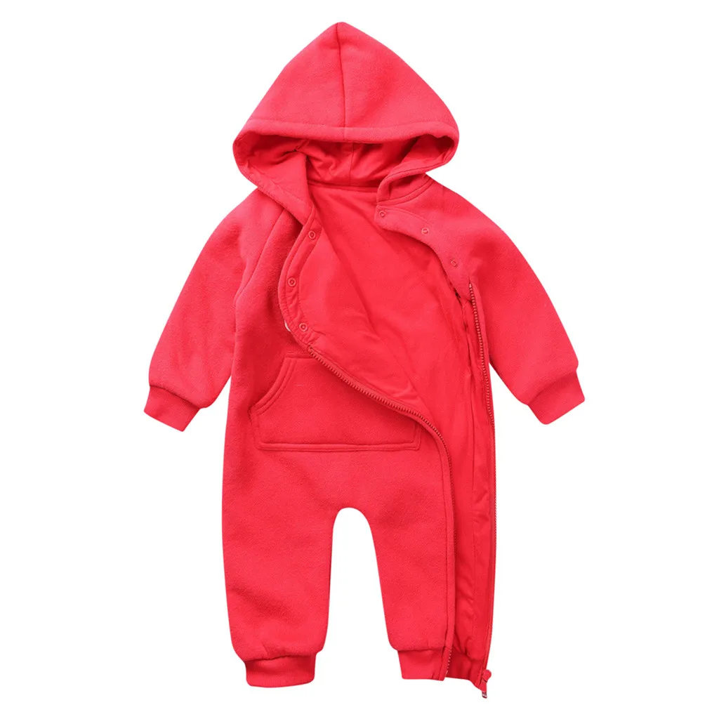 Baby Jumpsuit Coat Clothes Winter Autumn Newborn Infant Baby Boys Girls Solid Hoodie Zipper Jumpsuit Romper Kids Coat Clothes