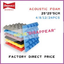 250x250x50mm 8/12/24pcs Studio Acoustic Soundproof Foam Pyramid Sound Absorption Treatment Panel Tile Wedge Protective Sponge